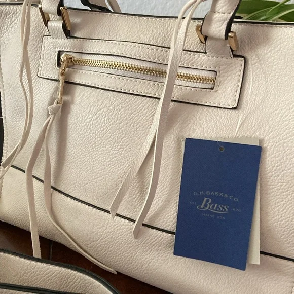 G. H. Bass & Company Leather Cream Satchel Handbag NWT - Picture 4 of 11